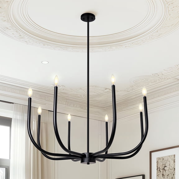 LNC Bohonicist 8 -Light Matte Black Metal Metal Chandelier
