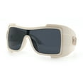 thumbnail image 5 of Super Loud Showy XL Oversized Thick Temple Wrap Shield Plastic Sunglasses [Ivory - Black], 5 of 8