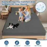 Kayfia Waterproof Mattress Protector, Full Size Soft Breathable 3D Air Fabric Mattress Cover, Noiseless Mattress Pad with Deep Pocket 6“-21” Machine Washable, Gray