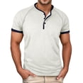 thumbnail image 3 of Henley Shirts for Men Summer Fashion Casual Short Sleeve Relaxed Fit Lightweight Tshirts Color Block Mens Tees, 3 of 9