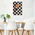 thumbnail image 2 of French Breakfast Croissant & Coffee Canvas Wall Art, Retro Checkerboard Kitchen Decor, Parisian Bistro Style Artwork for Dining Room, Ready to Hang, 2 of 5