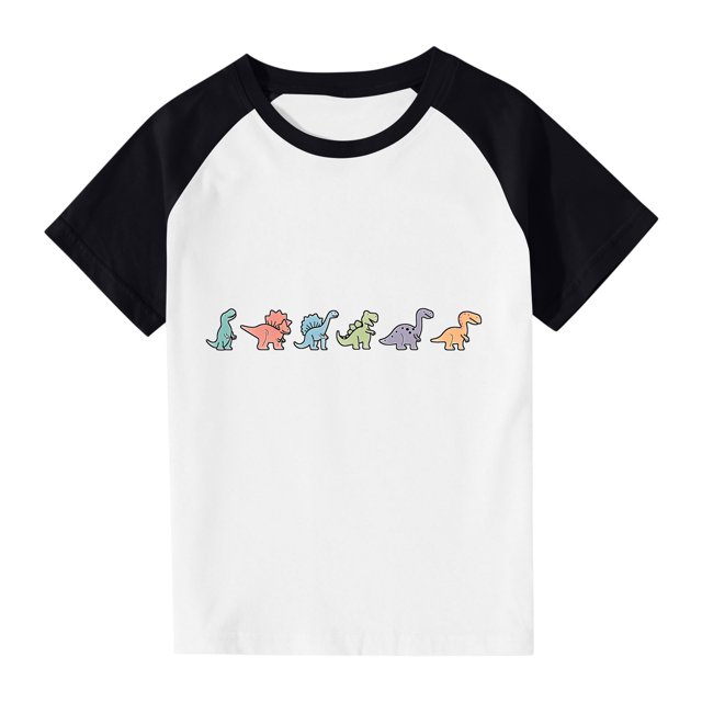 RXIRUCGD 2025 Vêtements d'Été pour Enfants Tout-Petits Garçons Filles Mode Mignon Col Rond Imprimé Manches Courtes Haut