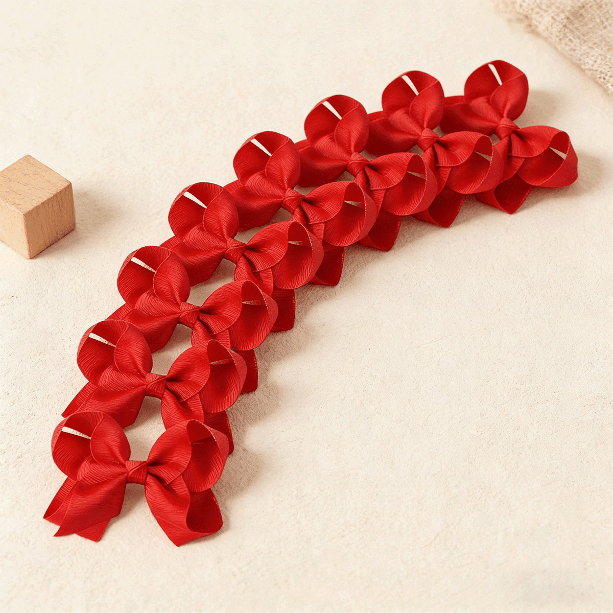 JoyBowie 12+12 Pack Small Ruffled Hair Bows & Small Red Hair Bows, Alligator Clips for Girls