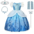 thumbnail image 1 of Disney-vestido de princesa con encanto para niñas, traje de Cosplay de Cenicienta, Bella, Aurora, Blancanieves, vestido de baile de malla, disfraz de Carnaval y cumpleaños, 1 of 5