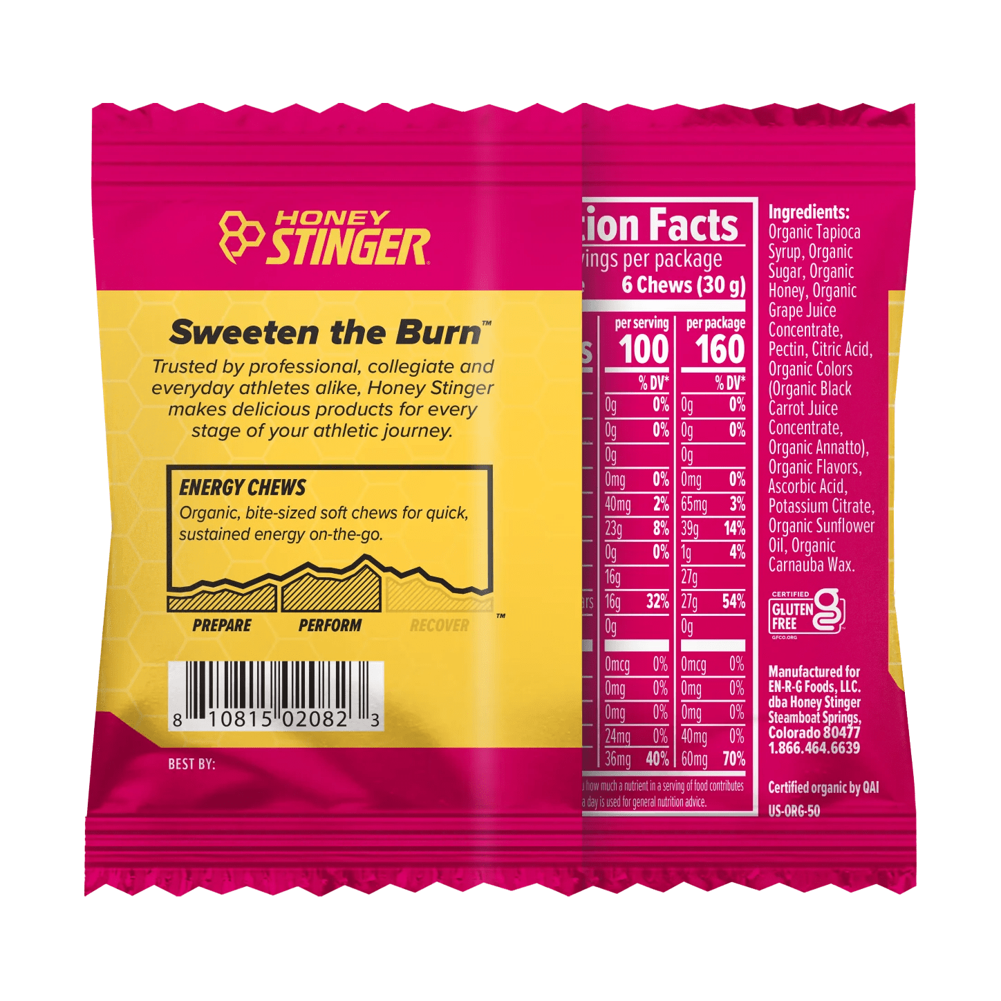 (2 pack) Honey Stinger Organic Energy Chew, Fruit Smoothie, 1.1 oz, 1 Count
