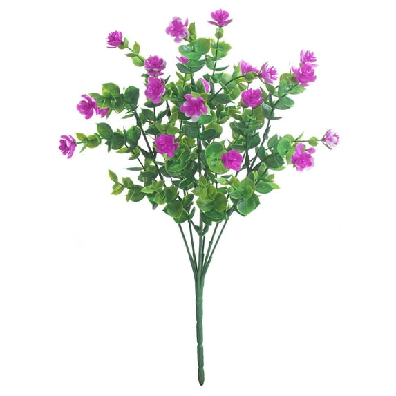 Plastic Flower Bouquet Home Office Artificial Floral Decor Wedding Party Garden Fake Flower, Purple Red