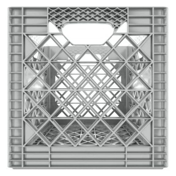 Grey Storage Crate 15 inch - Heavy Duty Plastic Crates - Stackable Organizer Boxes - Polypropylene Container - Hinged Lid - Industrial Storage - Home Garage