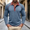thumbnail image 2 of GEWSEY Mens Long Sleeve Polo Shirts Fashion Casual Raglan Button Polo Tee Collared Golf Shirt (Blue, XL), 2 of 8