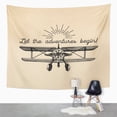 thumbnail image 2 of UFAEZU Let The Adventures Begin Motivational Vintage Retro Airplane Wall Art Hanging Tapestry Home Decor for Living Room Bedroom Dorm 51x60 inch, 2 of 2