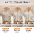 thumbnail image 6 of Garwarm 20" Distressed White Caged Ceiling Fan with Lights and Remote, Farmhouse Low Profile Flush Mount Fan, 6-Speed Reversible Enclosed Fandelier for Bedroom Kitchen, 6 of 21