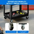 thumbnail image 3 of Dextrus Heavy-Duty Utility Cart, 550 lbs Capacity, 45 x 25 inch Plastic Rolling Service Cart with 2 Shelves, Black, 3 of 10