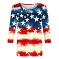 thumbnail image 4 of BLTIBY Womens Blouse Summer 3/4 Sleeve Round Neck Independence Day Printed Shirts Loose Novelty T-Shirts Fashion Pullover Tops 2025 Red 10 XXL, 4 of 5