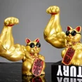 thumbnail image 2 of Abstract Big Arm Muscle Golden Cat Decor Statuette for Shop Living Room Lucky Cat Cartoon Animal Sculpture Vigorous Cat Statue, 2 of 10