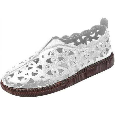 Vintage Flat Sandals for Women Casual Summer Round Toe Closed Toe Hollow Slip on Sandals Lightweight Breathable Outdoor Ladies Shoes Sandalias