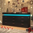 thumbnail image 6 of ChVans Black Dresser with LED Light and Charging Station, Modern Wood Dresser with Wide Drawers and Metal Handles, 9 drawer dresser for Bedroom, Living Room, Entryway, Hallway, 6 of 10
