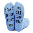thumbnail image 4 of Onlysocks Funny Fuzzy Cat Socks, Soft Cozy Thick Winter Warm Slipper Socks for Cat Mom Dad Lovers Women Men, Cat Lover Gifts, Blue, 4 of 5