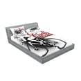 thumbnail image 2 of Ambesonne Modern Fitted Sheet & Pillow Sham Set, Cycling Man Sport Bike, Queen, Black White Red, 2 of 2