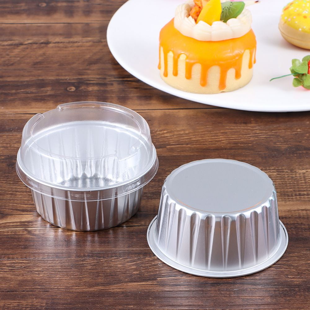 Aluminum Foil Cake Container, Heat-resistant Foil Baking Cups With Clear  Lids, Mini Oval Cake Pan, Reusable Small Pan For Dessert - Temu