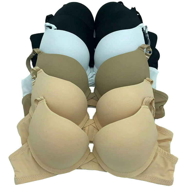 6 pcs Max Lift Power Wired Add 2 Cup Sizes T-Shirt Double Push Up Bra (34C)