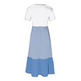 thumbnail image 4 of Sakmal T Shirt Summer Dresses Short Sleeve Crew Neck Maxi Patchwork Blue Dresses ,Sizes S-2XL, 4 of 5