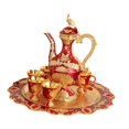 thumbnail image 2 of Juego de cafetera turca de metal, juego de té de lujo, bandeja de té, tetera con tazas y bandeja para la decoración del hogar, dormitorio y sala de, 2 of 10