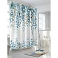 thumbnail image 3 of Blue Eucalyptus Leaf Shower Curtain, Botanical Winter Floral Bathroom Decor Curtains Set with Hooks, White Waterproof Fabric Home Accessories， Stall 36 X 72 Inch, 3 of 6