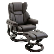 Massage Recliner Chair with Ottoman, 10-Vibration, Brown PU Leather, Swivel Recliner for Living Room & Bedroom