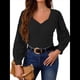 thumbnail image 1 of Camisas de Larga para Mujer, Blusas Florales de Encaje, Blusas Casuales de Punto con Escote Corazón, Blusas Elegantes Tipo Túnica Negro M, 1 of 7