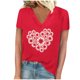 thumbnail image 1 of Camisetas de Manga Corta para las Mujeres, Impresión de Cuello en V Camiseta Casual Top Hecho de 95% Poliéster 5% Spandex para el Uso Diario de Primavera Verano, Camisetas para las Mujeres Casual, 1 of 4