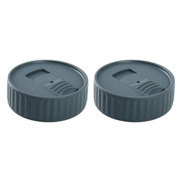 Mainstays 2 Pack Wide Mouth Plastic Screw on Canning Jar Drinking Lid Gray