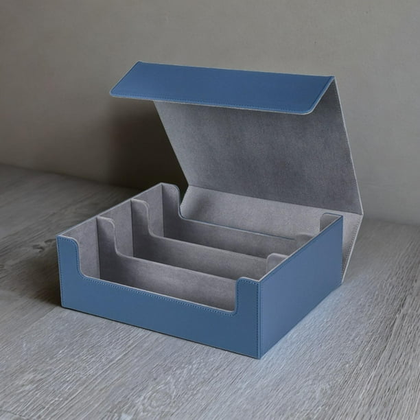 Estuche para 1800+, soporte protector para tarjetas de 11,5 x 10 x 4,2 pulgadas para tarjetas deportivas azul forrado en gris Hugo Estuche de baraja de cartas coleccionables
