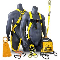 KwikSafety (Charlotte, NC) SCORPION KIT | 1D Full Body Safety Harness, 6 ft. Lanyard Attached, 3 ft. Cross Arm Strap Anchor ANSI OSHA PPE Fall Protection Arrest Restraint Construction Roofer Bucket