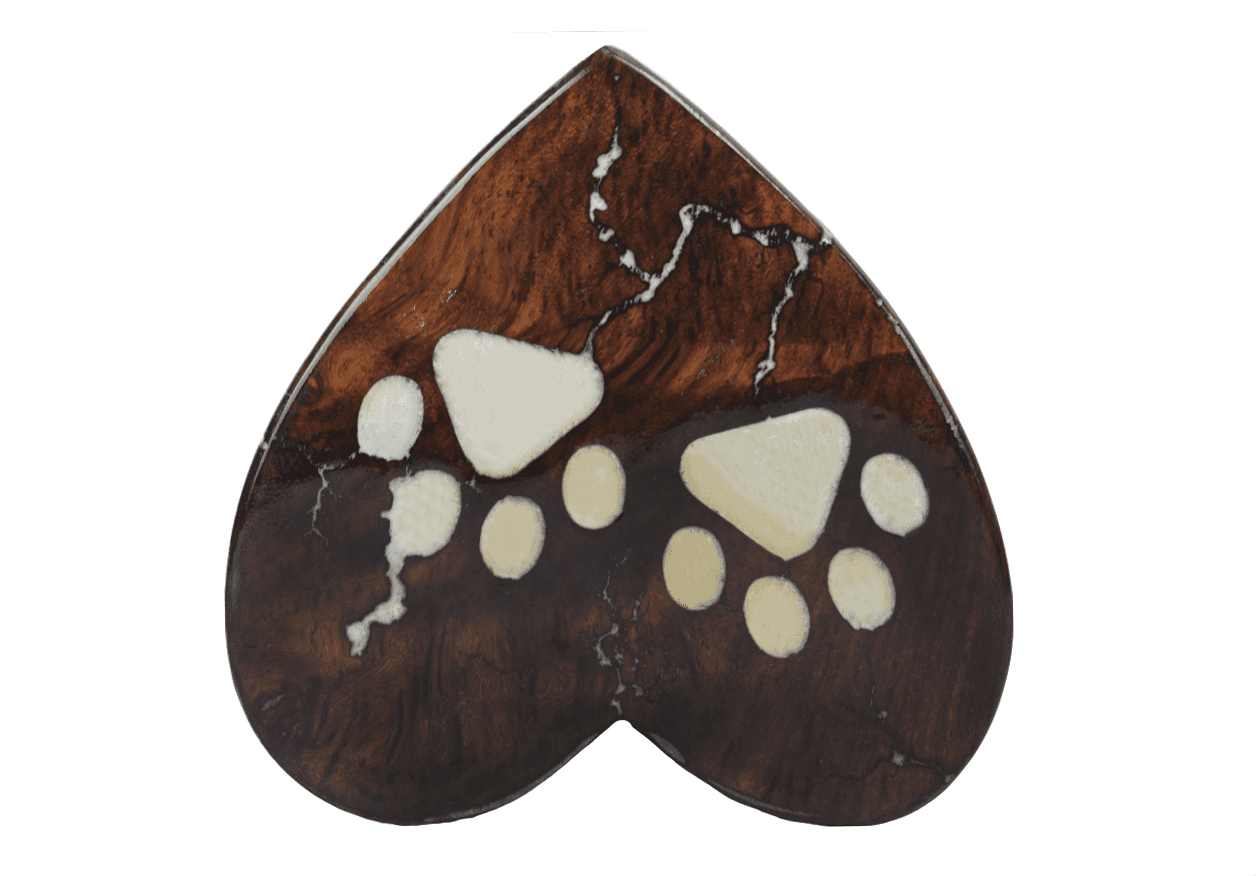 CRAFT INDIA Wooden Heart Shaped Cremation Urn for Pet Ashes, Handmade Mini Memorial Keepsake