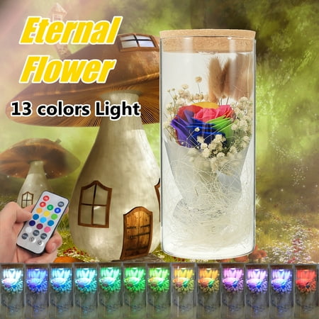 LED Enchanted Eternal Flower Light Enchanted Rose Lamp Real Preserved Romantic Beauty Gift for Valentines Day Wedding Party Mother's Day Women Girls Xmas