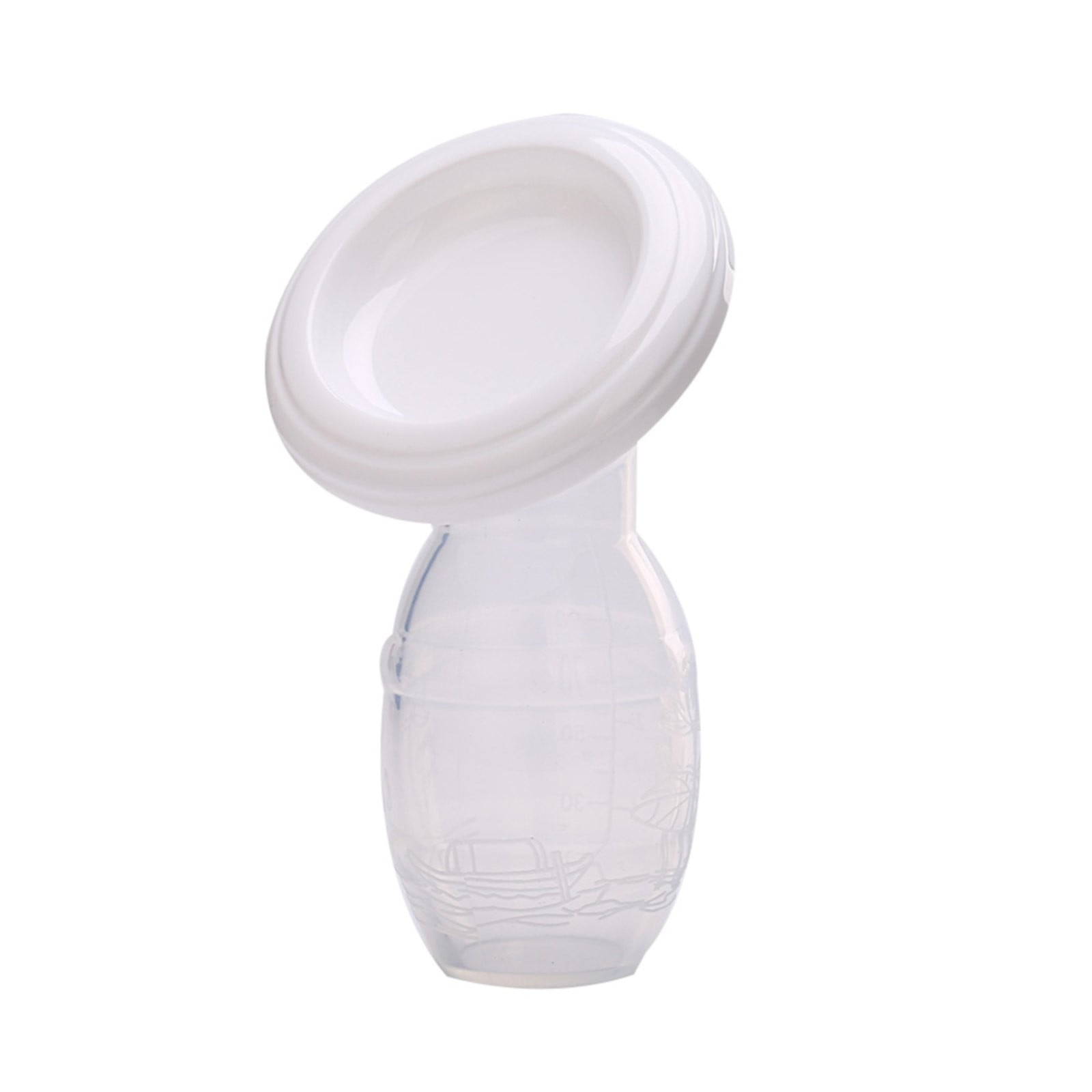 1*Manual Breast Pump, Silicone Manual Breast Pump White, Fdelink Manual Baby Breast Pump Food Grade Silicone Milk Collector with Lid Breastfeeding Tool