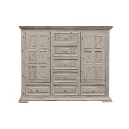 64 in. White Solid Wood Seven Drawer Gentlemans Chest