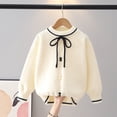 thumbnail image 4 of Girls Bow Sweater Cute Crew Neck Pullover for Kids Girls Christmas Birthday Sweaters Beige 9-10 Years, 4 of 6