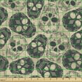 thumbnail image 2 of Ambesonne Ethnic Fabric by the Yard Upholstery, Damask Skull Pattern Floral, 2 Yards, Beige and Charcoal Grey, 2 of 5