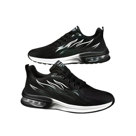 

Lacyhop Mens Jogging Wear Resistant Round Toe Sneakers Men s Sport Comfortable Lace Up Trainers Durable Color Stitching Running Shoe