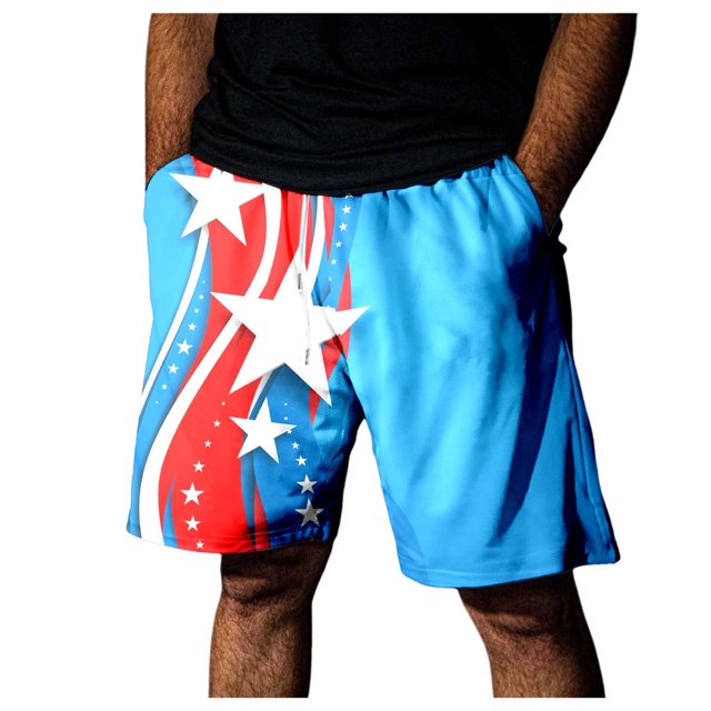 Wyzesi Cargo Shorts for Men 11 Inch Inseam Male Spring and Summer Independence Day Color Beach Pants Drawstring Elastic Waist Breathable Soft Short Daily Streetwear Tie Pocket Casual Shorts