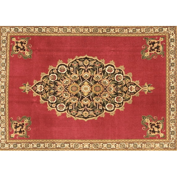 Ahgly Company Indoor Rectangle Medallion Brown Traditional Area Rugs, 5' x 8'