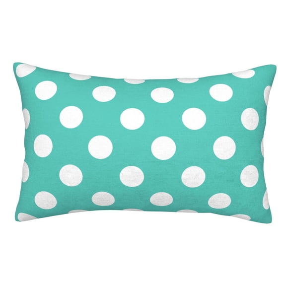 Rateoe Teal Turquoise And White Polka Dot Pattern Decorative Pillow Case,Throw Pillow Covers,Plush Pillow Cover,Soft Pillow Case,Velvet Pillow Case-14"x20"