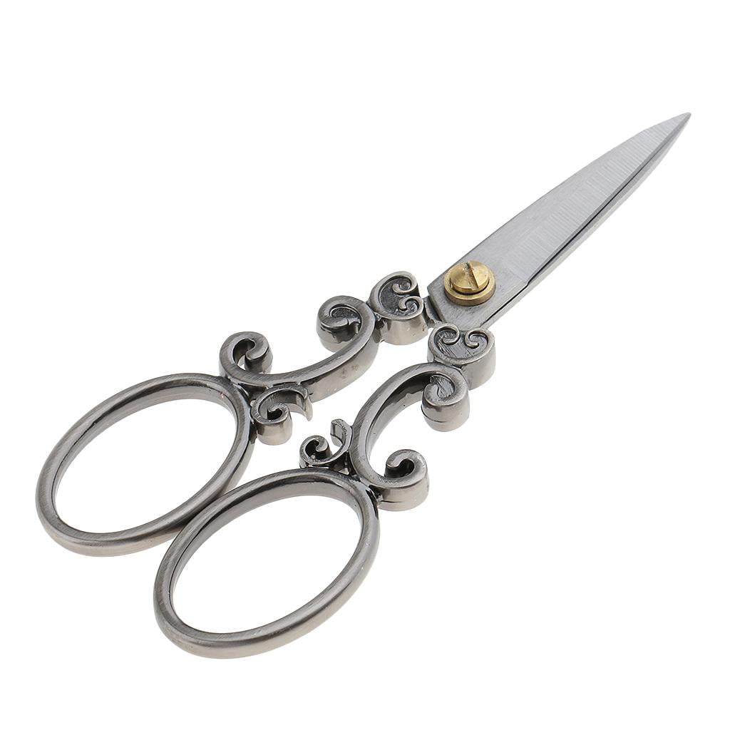 HOMYL 2Pcs Vintage Stainless Steel Tailor Scissors Sewing Dressmaking Fabric Shears