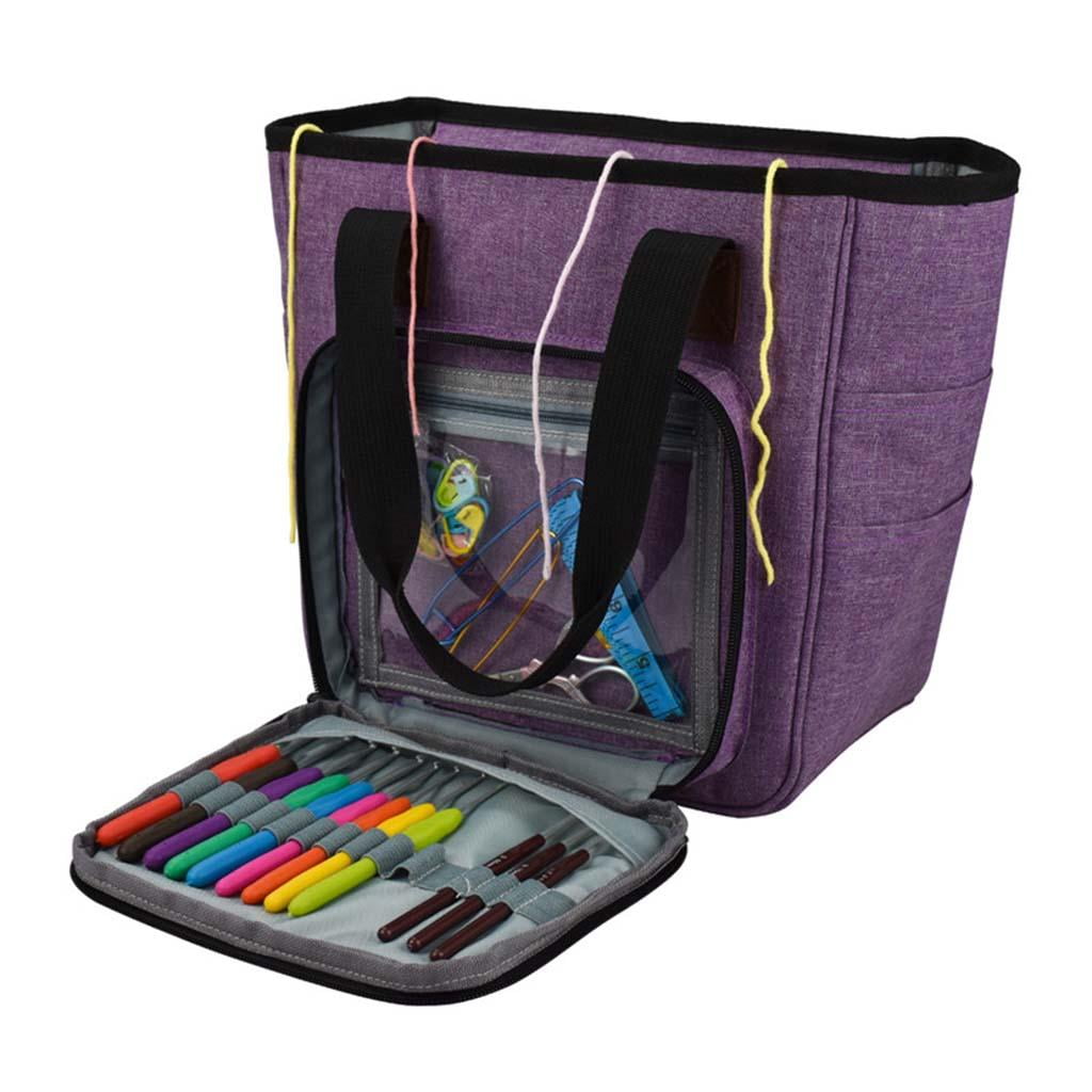HOMYL Knitting Bag, Yarn Tote Organizer with Divider for Crochet Hooks, Knitting , and