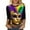A139 Multicolor, variant on Cadancy Mardi Gras Shirt Women 3/4 Sleeve Trendy Crewneck Pullover Tunic Tops Rave Party Mask Print Carnival Blouse Casual Loose Holiday Outfits