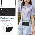 thumbnail image 4 of Crossbody Zipper Wallet Case for iPhone 16 6.1" with Card Holder, Lanyard Purse Cover [Removable Shoulder Strap] with Kickstand Function for Apple iPhone 16 Zip-Black, 4 of 9