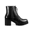 thumbnail image 6 of BLISSFUL STEP Women's Platform Chunky Heels Combat Boots Black 7, 6 of 8