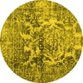 thumbnail image 1 of Ahgly Company Machine Washable Indoor Round Abstract Yellow Contemporary Area Rugs, 5' Round, 1 of 4