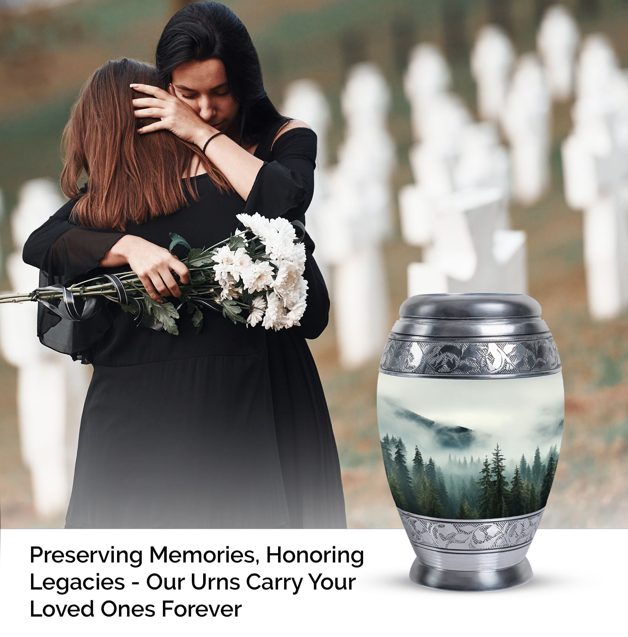 Misty Mountain Forest Urns For Burial, Small Urn For Ashes - Adult Urns For Human Ashes - Cremation Urns For Adult Ashes Women - Decorative Urns - Funeral Urns For Human Ashes Adult (3inch)