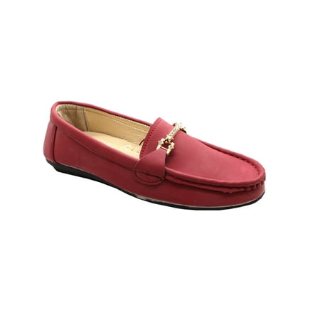Burgundy Suede Shoes - Women Wine Jeweled Faux Suede Trendy Loafer Shoes